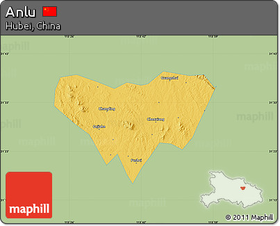 Savanna Style Map of Anlu, single color outside
