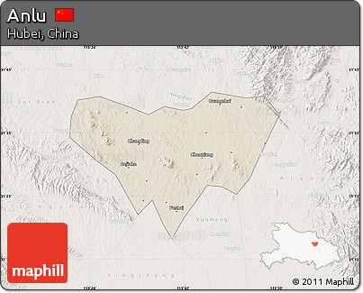 Shaded Relief Map of Anlu, lighten