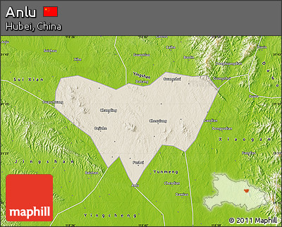 Shaded Relief Map of Anlu, physical outside
