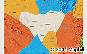 Shaded Relief Map of Anlu, political outside