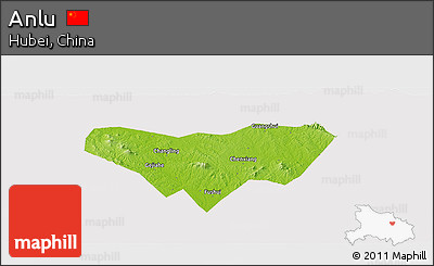 Physical Panoramic Map of Anlu, cropped outside