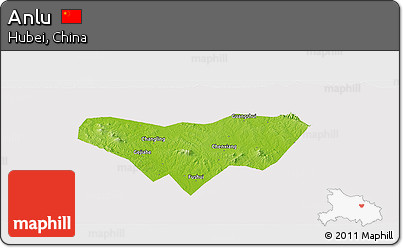 Physical Panoramic Map of Anlu, cropped outside