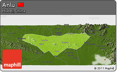 Physical Panoramic Map of Anlu, darken