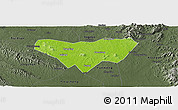 Physical Panoramic Map of Anlu, darken, semi-desaturated