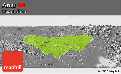 Physical Panoramic Map of Anlu, desaturated
