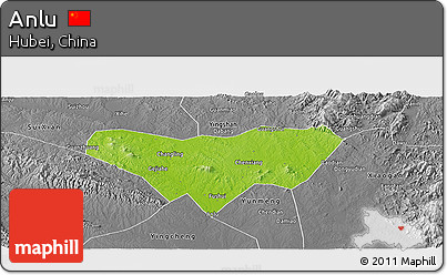 Physical Panoramic Map of Anlu, desaturated