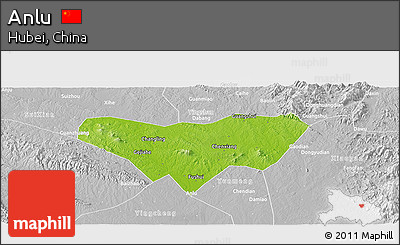 Physical Panoramic Map of Anlu, lighten, desaturated