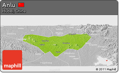 Physical Panoramic Map of Anlu, lighten, desaturated