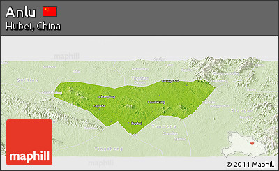 Physical Panoramic Map of Anlu, lighten