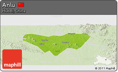 Physical Panoramic Map of Anlu, lighten
