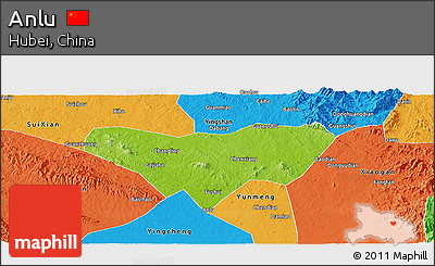 Physical Panoramic Map of Anlu, political outside