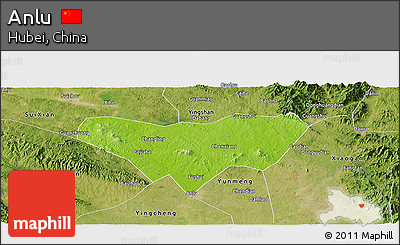 Physical Panoramic Map of Anlu, satellite outside