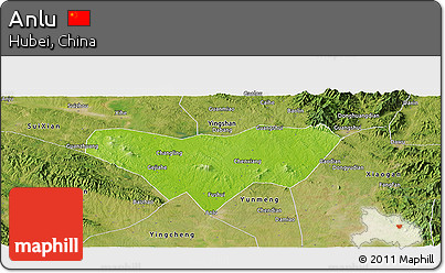 Physical Panoramic Map of Anlu, satellite outside