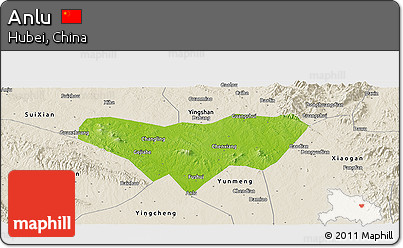 Physical Panoramic Map of Anlu, shaded relief outside