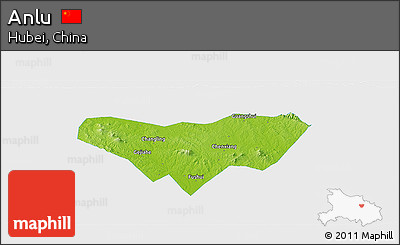 Physical Panoramic Map of Anlu, single color outside