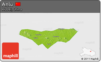 Physical Panoramic Map of Anlu, single color outside