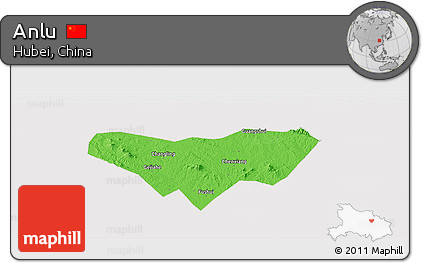 Political Panoramic Map of Anlu, cropped outside