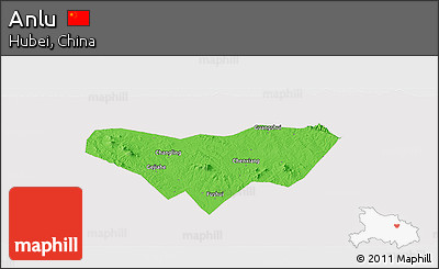 Political Panoramic Map of Anlu, cropped outside