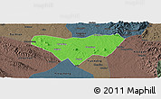 Political Panoramic Map of Anlu, darken, semi-desaturated