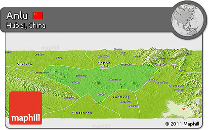 Political Panoramic Map of Anlu, physical outside