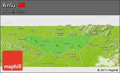 Political Panoramic Map of Anlu, physical outside