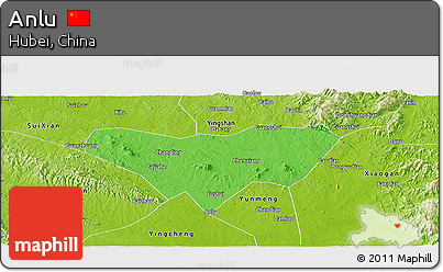 Political Panoramic Map of Anlu, physical outside