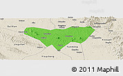 Political Panoramic Map of Anlu, shaded relief outside
