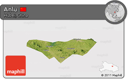 Satellite Panoramic Map of Anlu, cropped outside