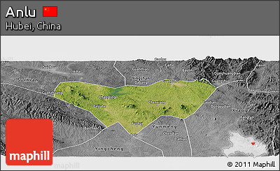 Satellite Panoramic Map of Anlu, desaturated