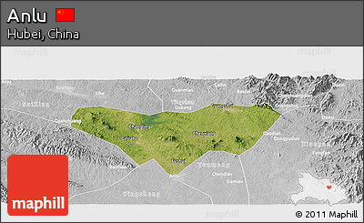 Satellite Panoramic Map of Anlu, lighten, desaturated