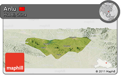 Satellite Panoramic Map of Anlu, lighten