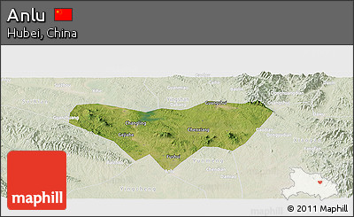 Satellite Panoramic Map of Anlu, lighten