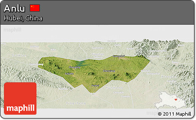 Satellite Panoramic Map of Anlu, lighten