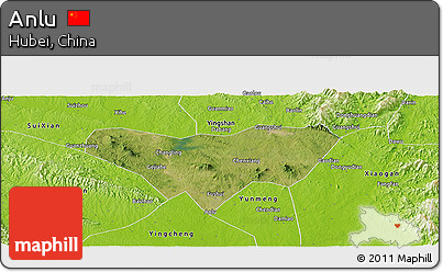 Satellite Panoramic Map of Anlu, physical outside