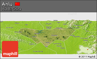 Satellite Panoramic Map of Anlu, physical outside
