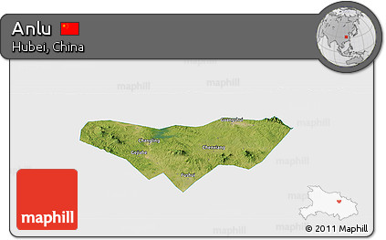 Satellite Panoramic Map of Anlu, single color outside
