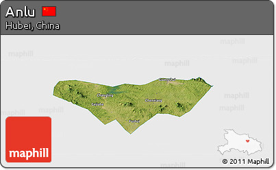 Satellite Panoramic Map of Anlu, single color outside