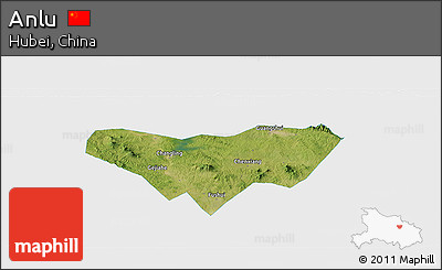 Satellite Panoramic Map of Anlu, single color outside