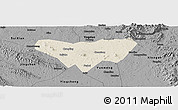 Shaded Relief Panoramic Map of Anlu, darken, desaturated