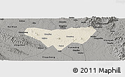 Shaded Relief Panoramic Map of Anlu, darken, semi-desaturated
