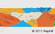 Shaded Relief Panoramic Map of Anlu, political outside