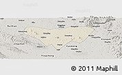 Shaded Relief Panoramic Map of Anlu, semi-desaturated