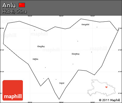 Blank Simple Map of Anlu, cropped outside