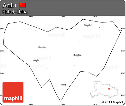 Blank Simple Map of Anlu, cropped outside