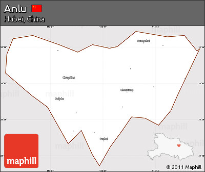 Classic Style Simple Map of Anlu, cropped outside