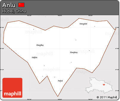 Classic Style Simple Map of Anlu, cropped outside