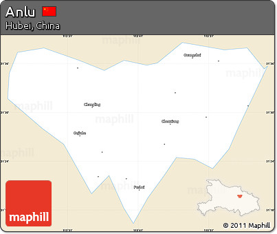 Classic Style Simple Map of Anlu, single color outside