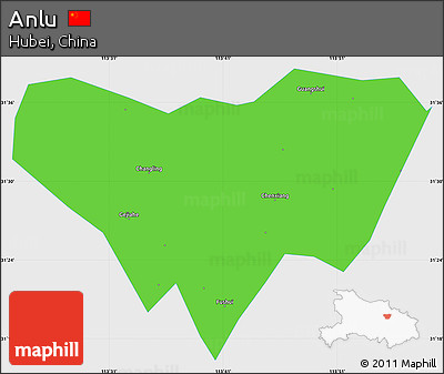 Political Simple Map of Anlu, single color outside