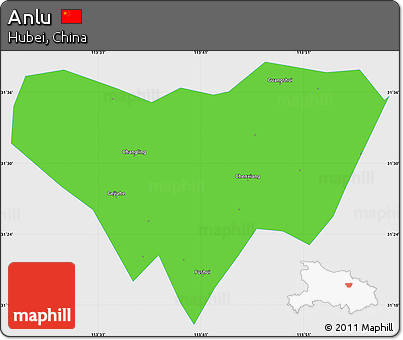 Political Simple Map of Anlu, single color outside
