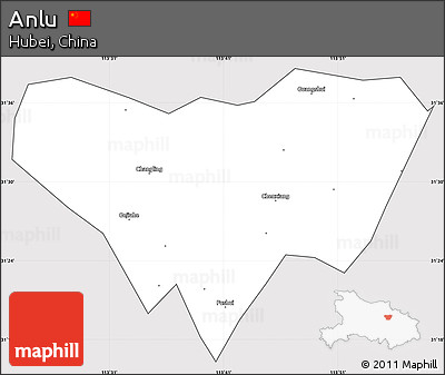 Silver Style Simple Map of Anlu, cropped outside
